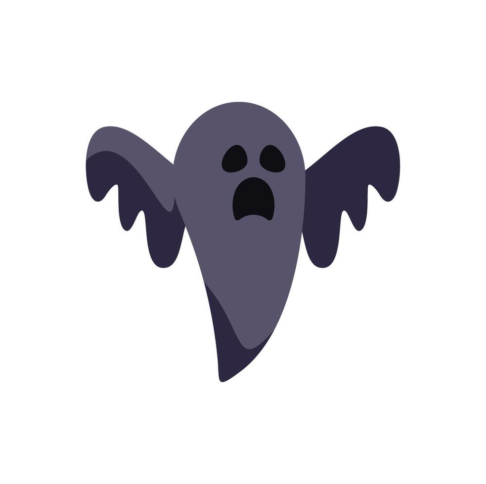 Spooky ghost flying with open mouth and waving hands for halloween vector