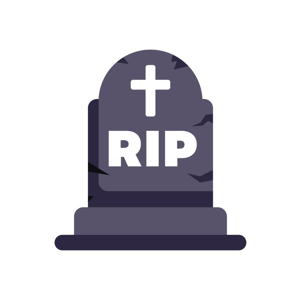Gravestone with christian cross and rip epitaph showing respect for deceased vector