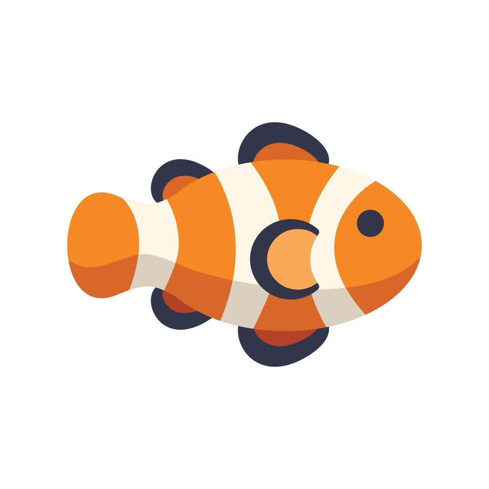 Orange clownfish swimming in clear water vector