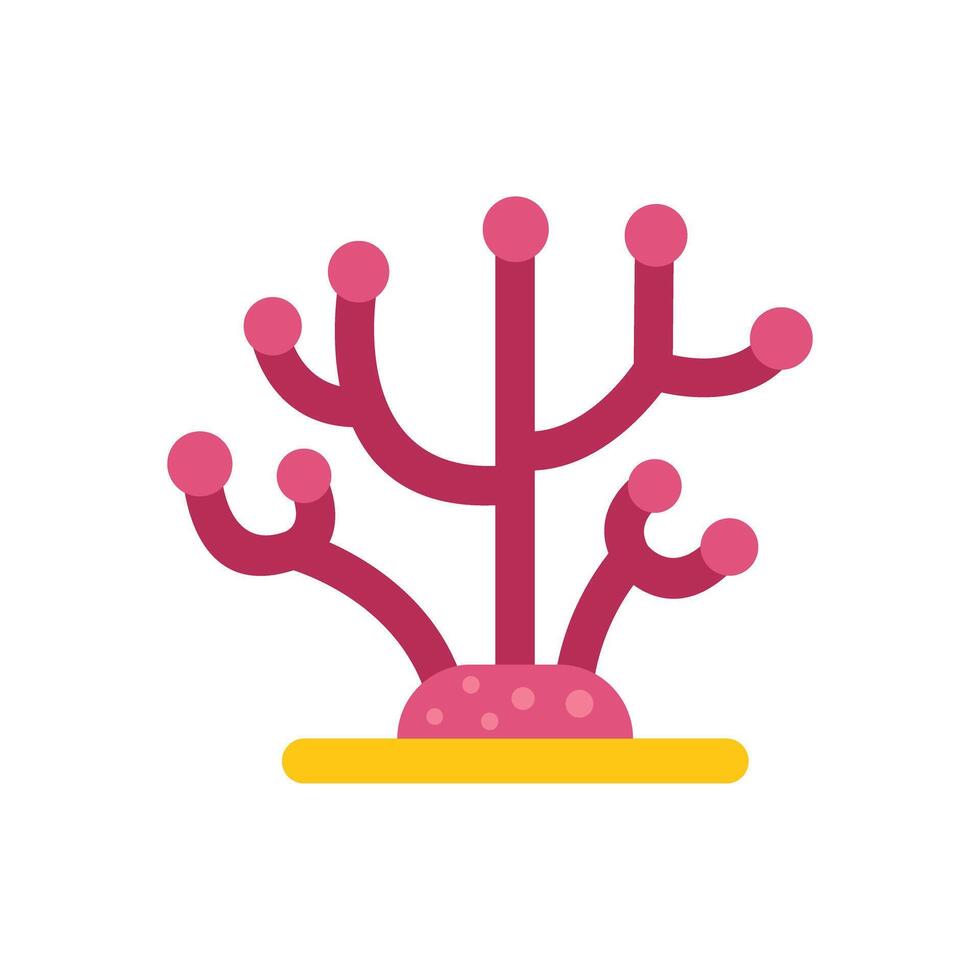 Pink coral growing on seabed in flat design style vector