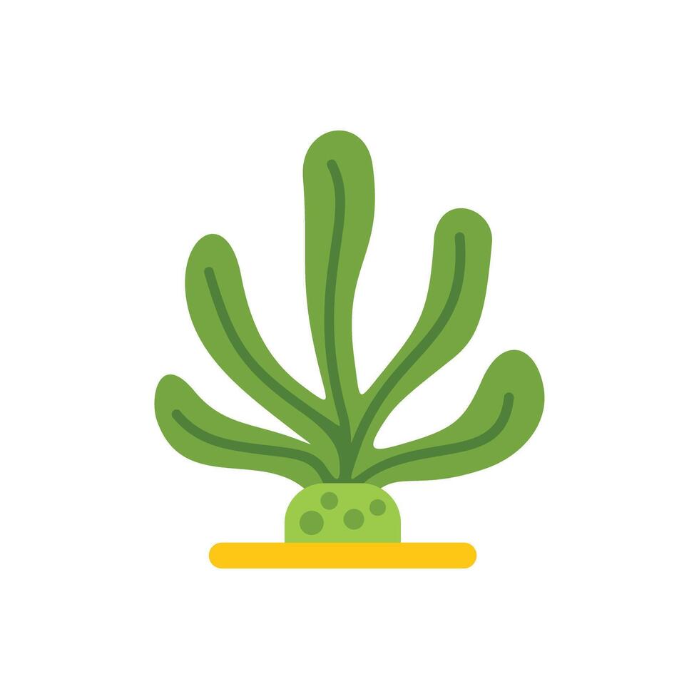 Green seaweed growing on yellow seabed in flat design style vector