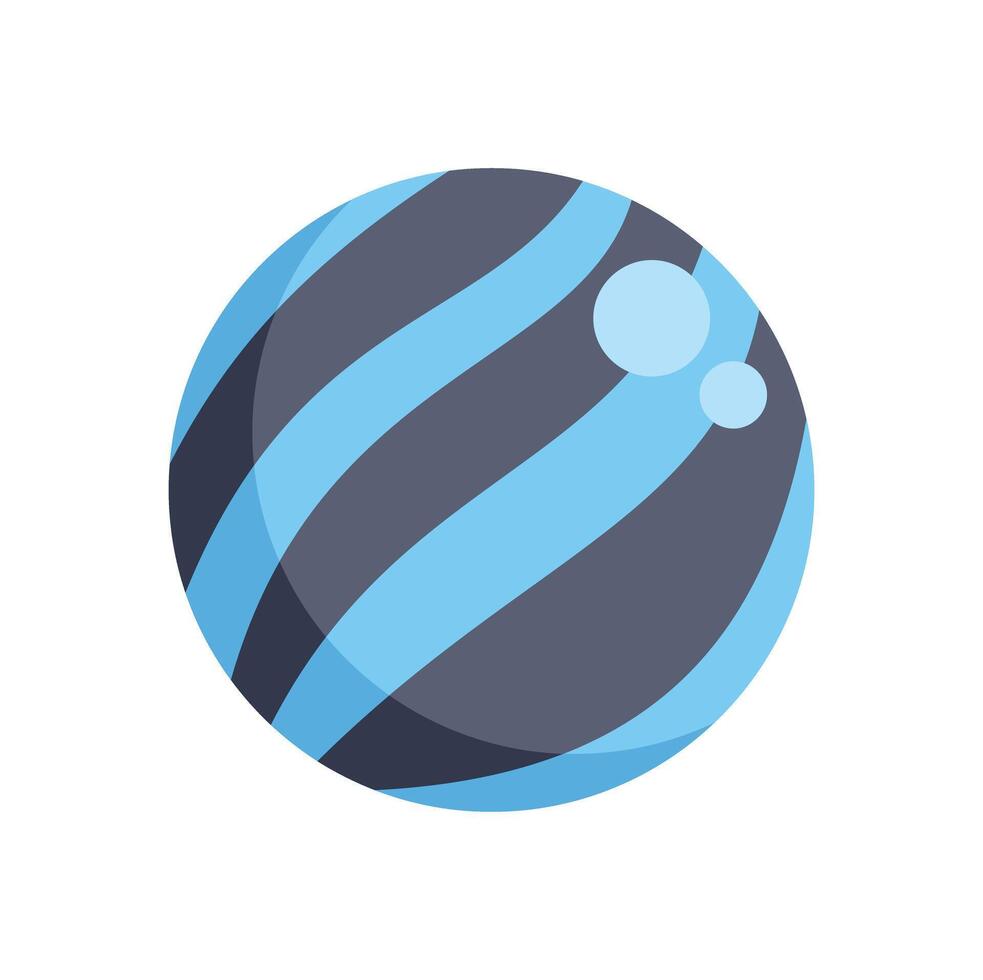 Blue and grey striped fitness ball for core training and exercise vector