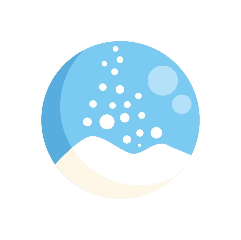 Snow globe with falling snowflakes and snowy landscape inside glass ball vector