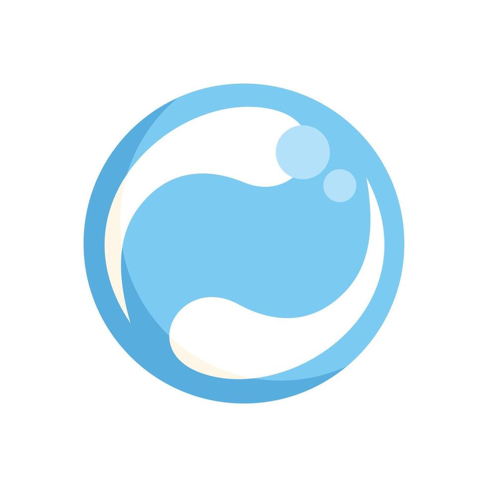 Blue soap bubble floating, washing and cleaning with foam, hygiene and purity symbol vector