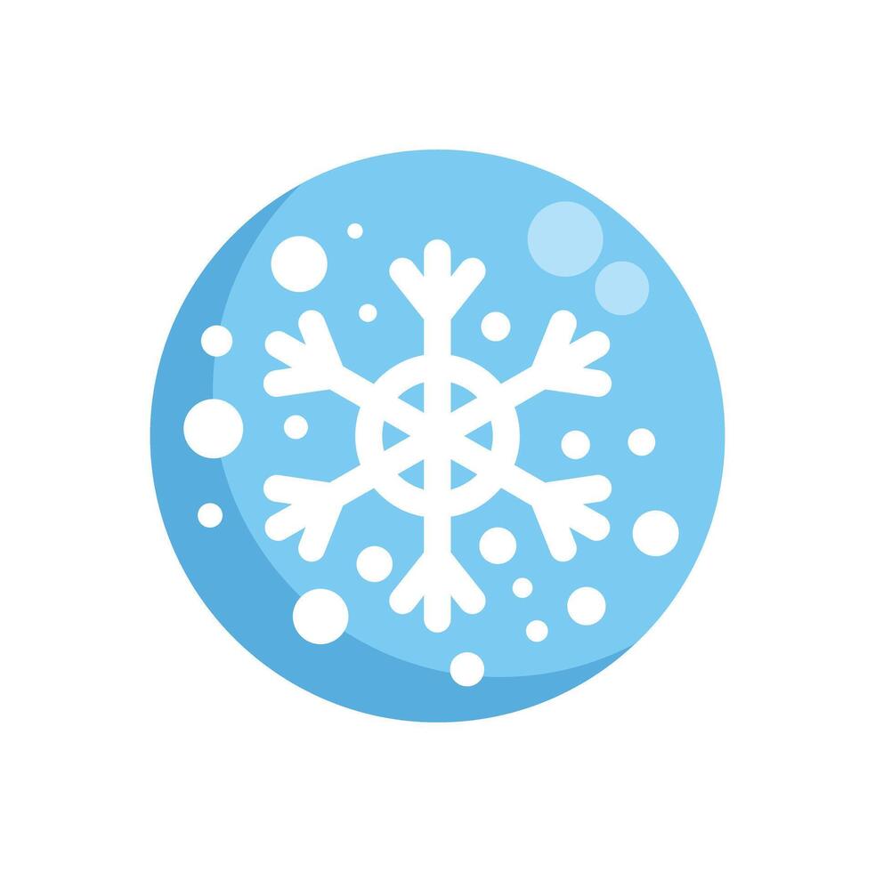 Light blue circle showing falling snow and snowflake vector