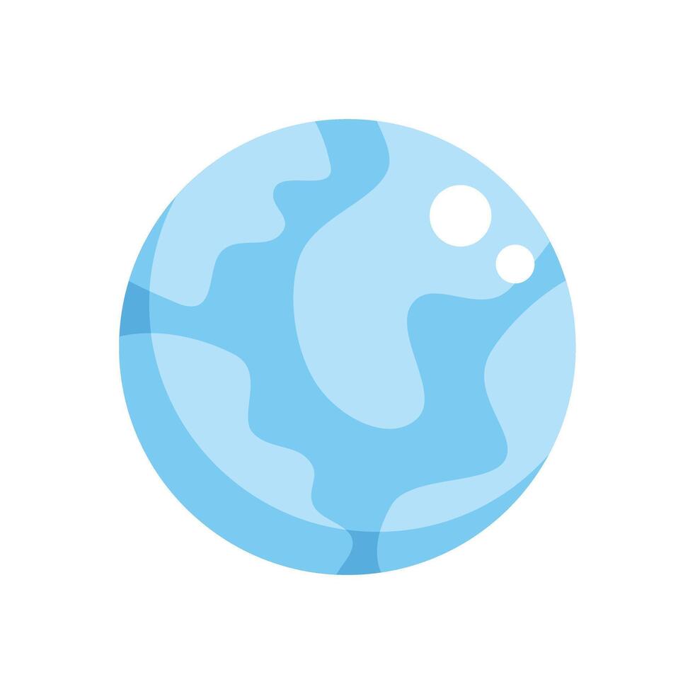 Blue planet rotating in the immensity of space with two moons orbiting around it vector