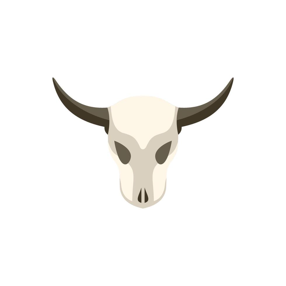 Bull skull with long horns facing forward on white background vector