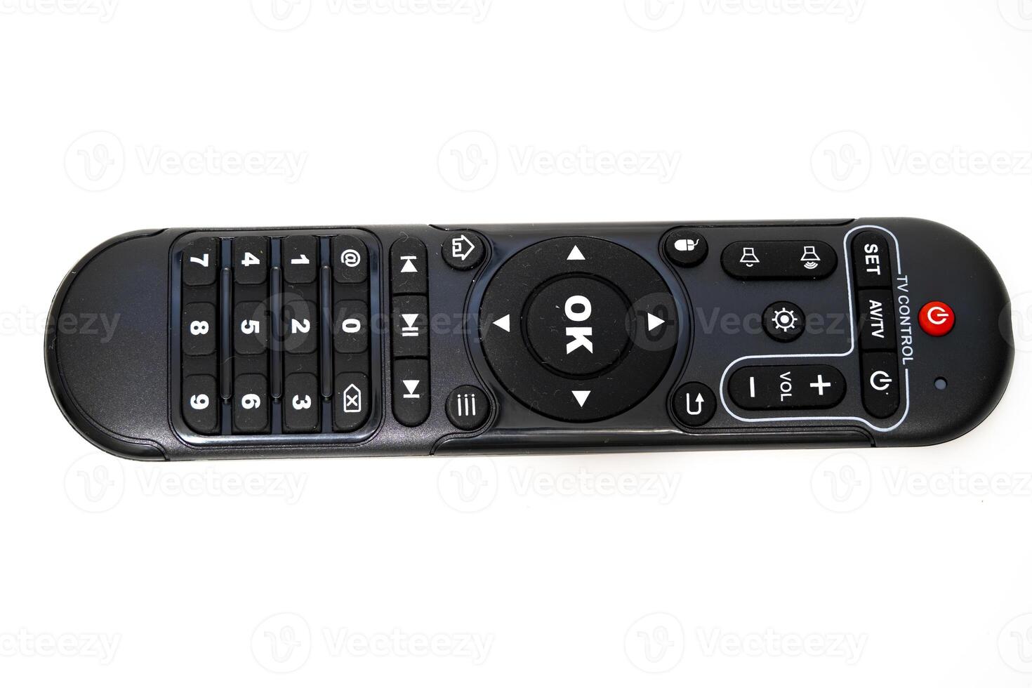 Remote control for electronic devices on a white background photo