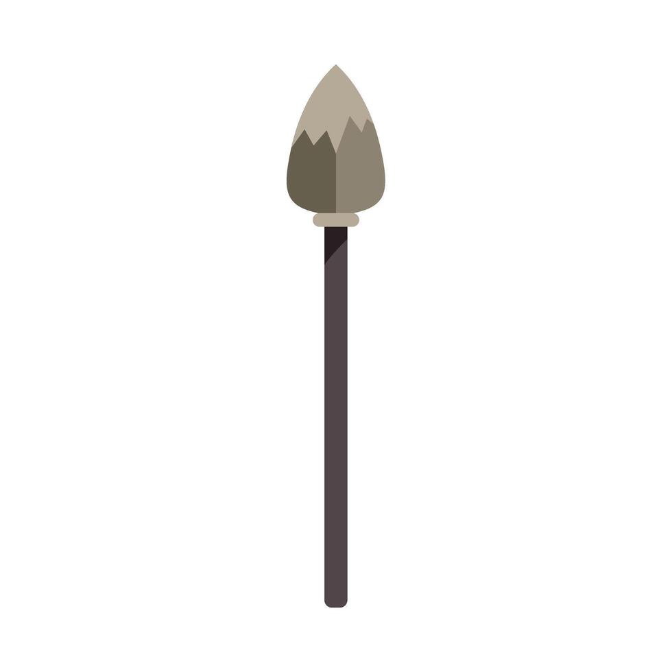 Stone age spear pointing upwards, primitive hunting tool vector