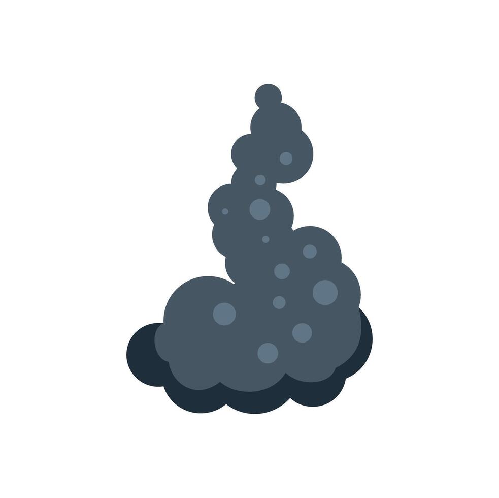 Dark smoke cloud rising with bubbles, air pollution or chemical reaction concept vector