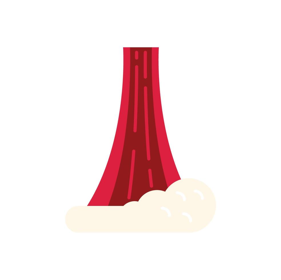 Red volcano erupting with clouds of smoke and ash vector