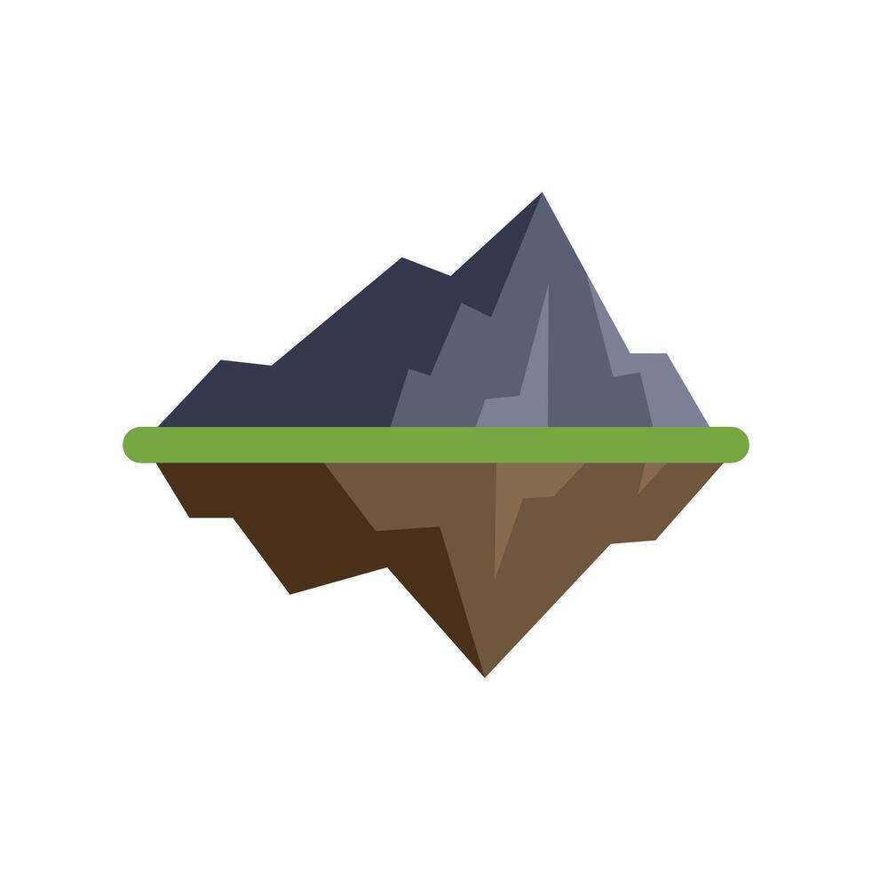Floating island with mountains and green grass vector