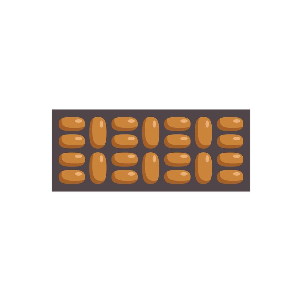 Baking tray with raw sausages arranged neatly for cooking vector