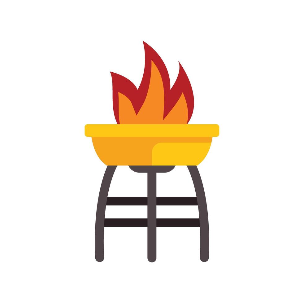 Barbecue grill with burning fire on white background vector