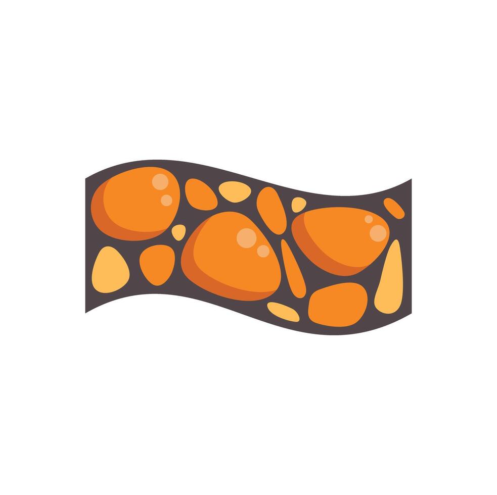 Wavy road paved with orange cobblestones on dark ground vector