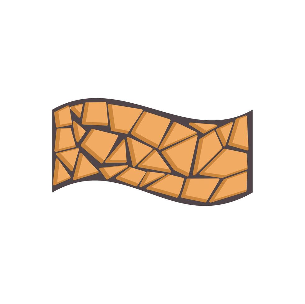 Wavy road paved with irregular orange tiles paving stones vector