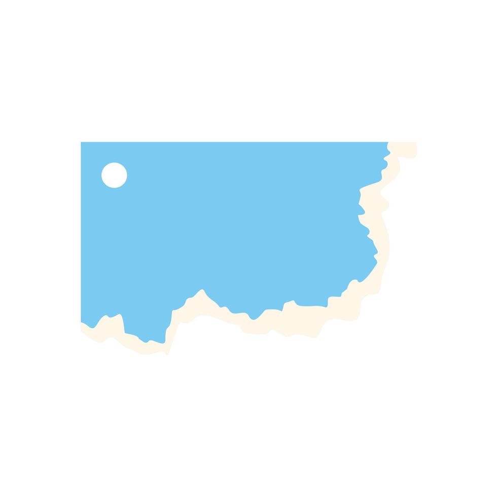 Light blue blank rectangular label tag with hole and ripped edge vector