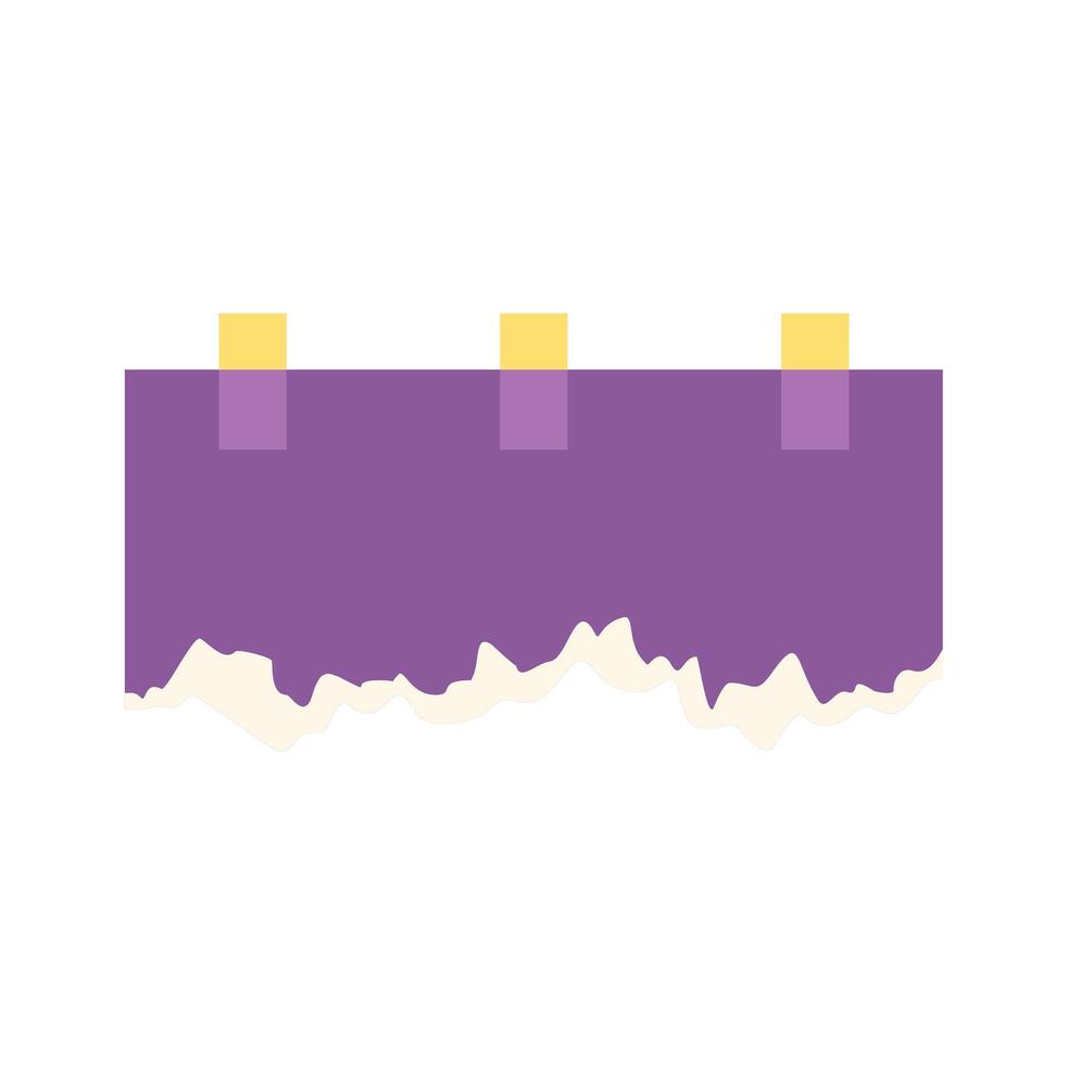 Purple sticky notes attached to a torn piece of paper vector