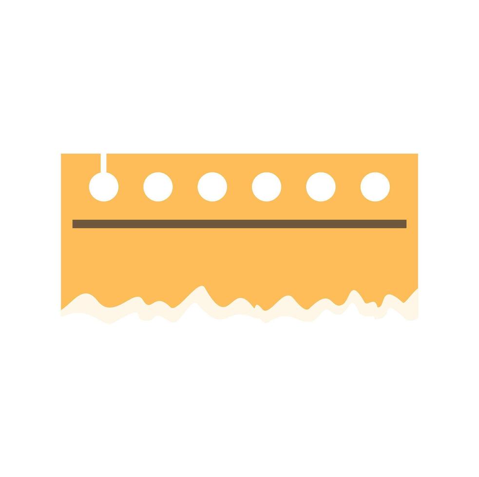 Yellow notebook paper piece with holes and line hanging on white background vector