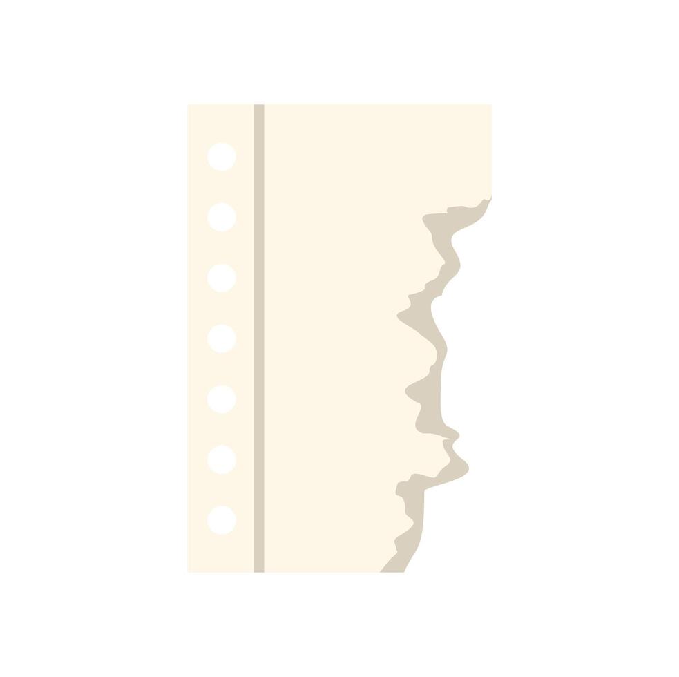 Notebook paper with torn edge showing binding holes and vertical tear vector