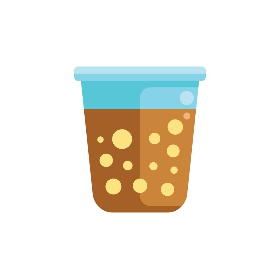 Plastic cup with blue lid containing boba tea representing refreshing beverage vector