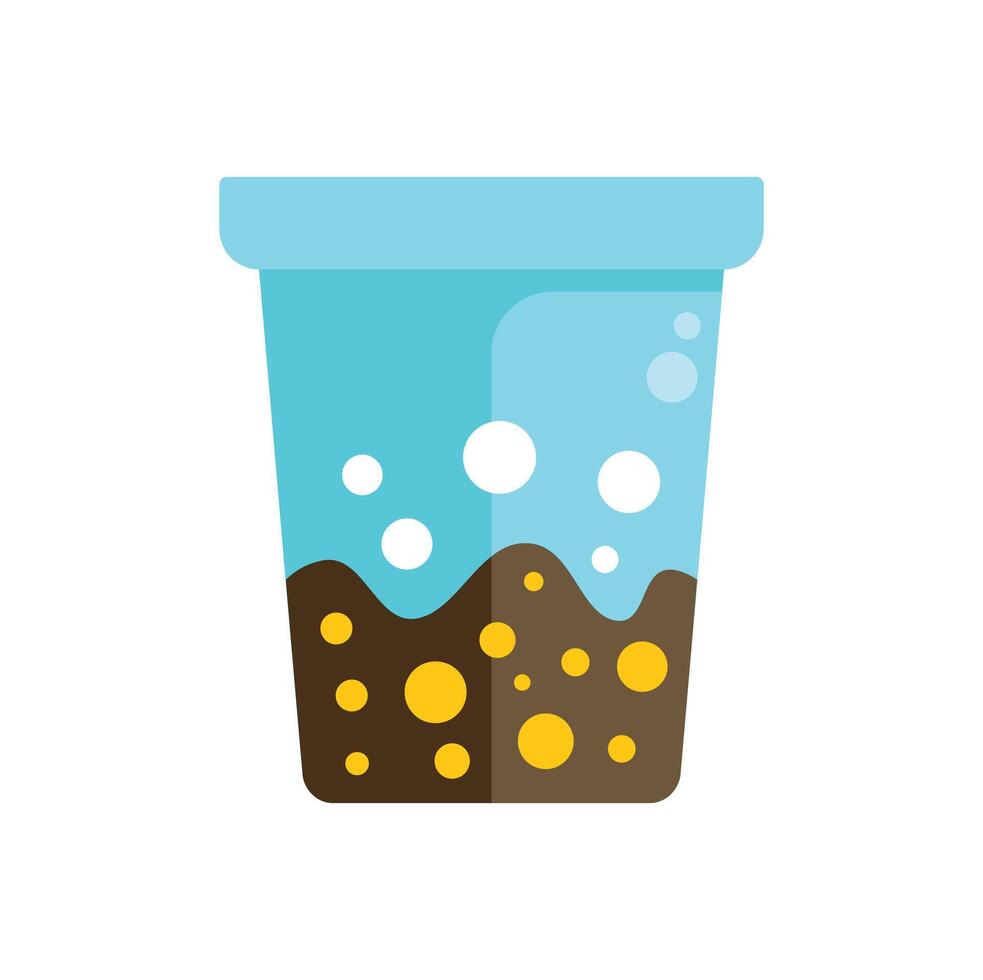 Boba tea in cup with tapioca pearls and milk foam bubbles refreshing beverage vector