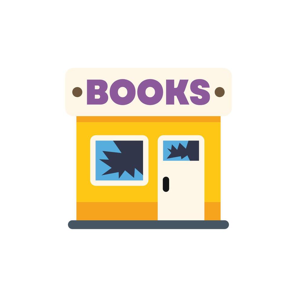 Bookstore with broken windows after a robbery, looting or vandalism vector