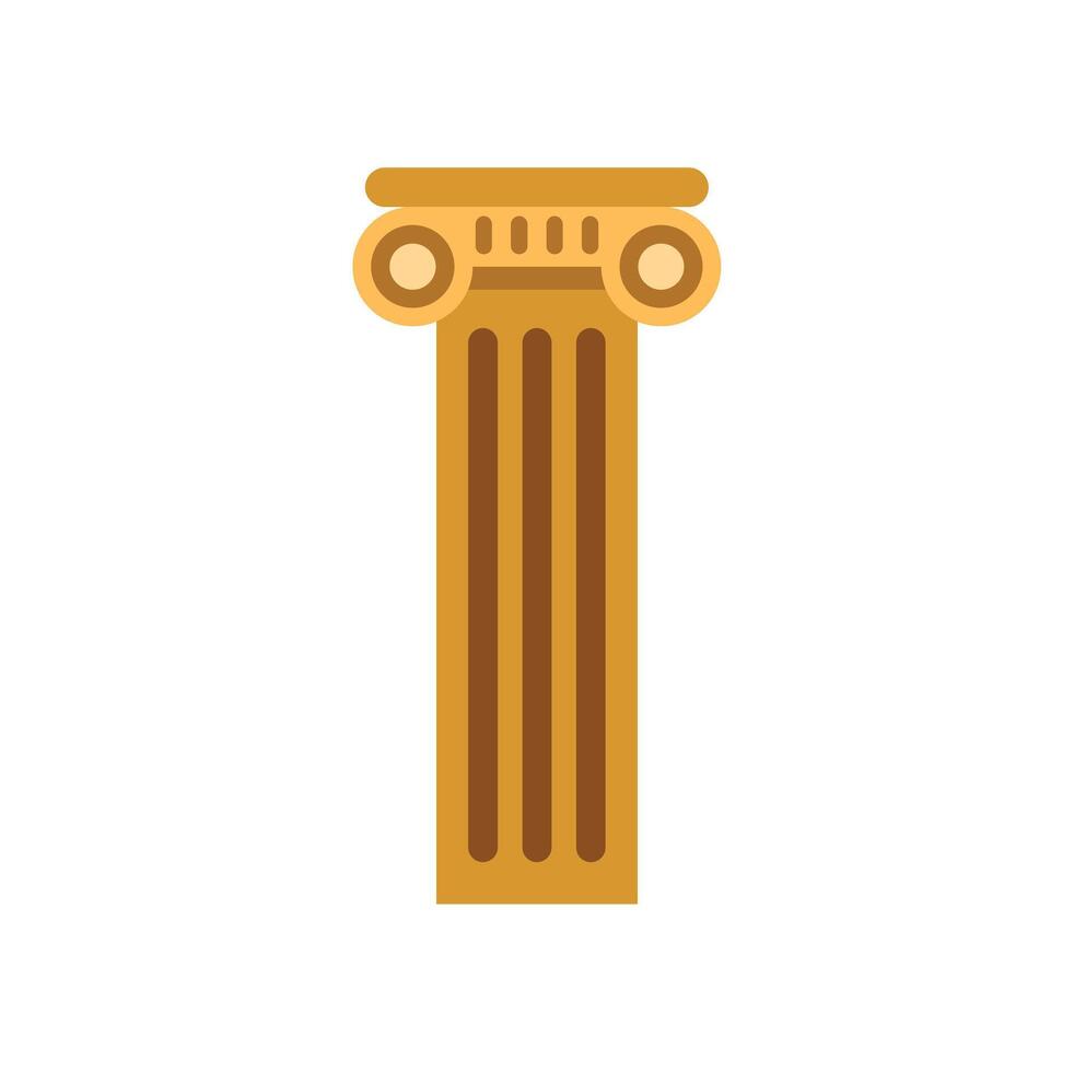 Golden fluted column standing tall representing classical architecture vector