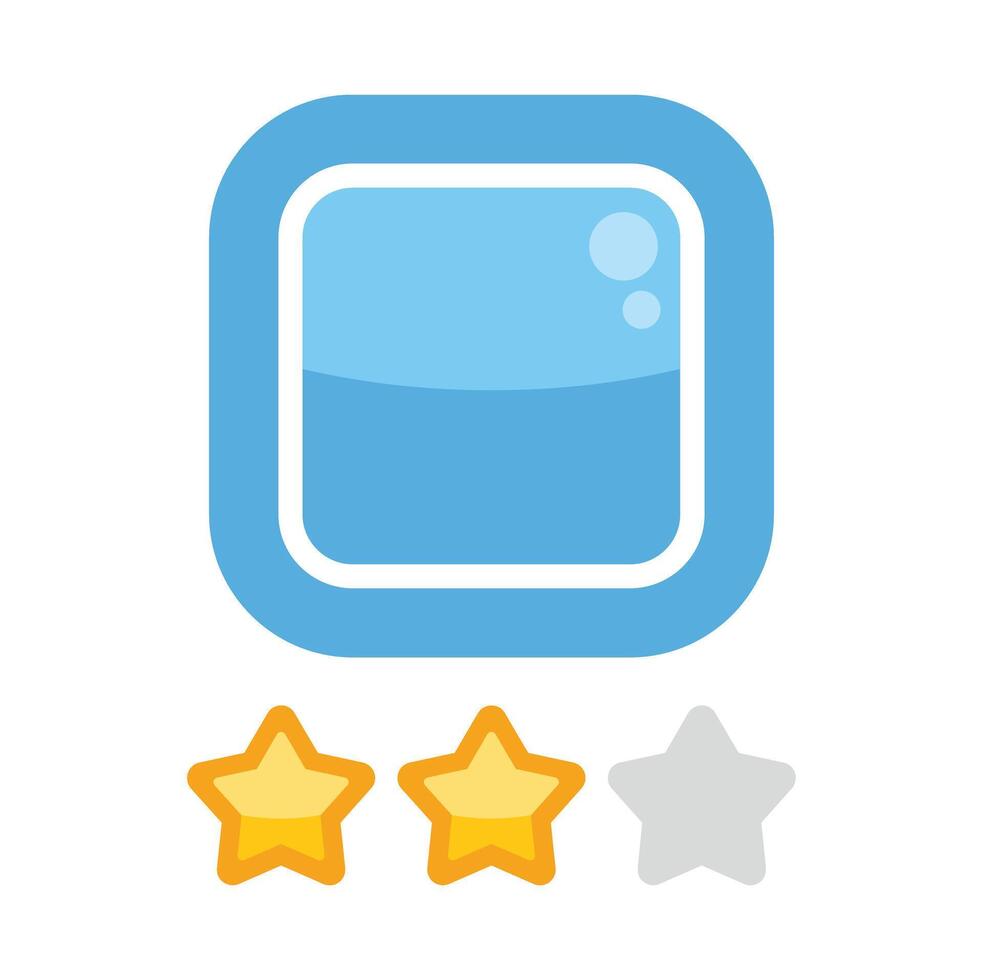 Blue app icon receiving two out of three stars rating vector