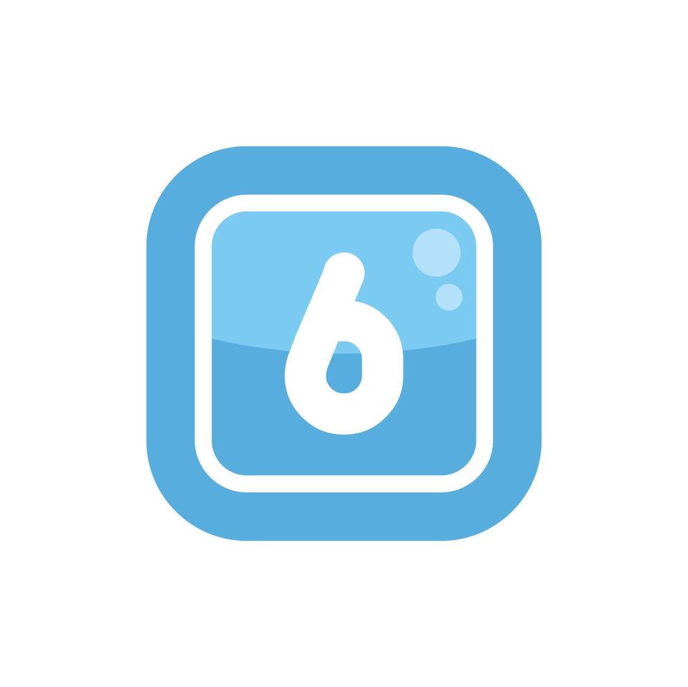 Number six logo forming a fresh blue bubble for laundry business vector