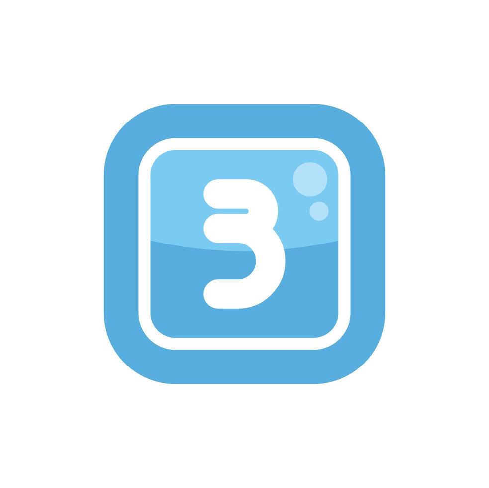Washing machine display showing number three setting, laundry concept vector