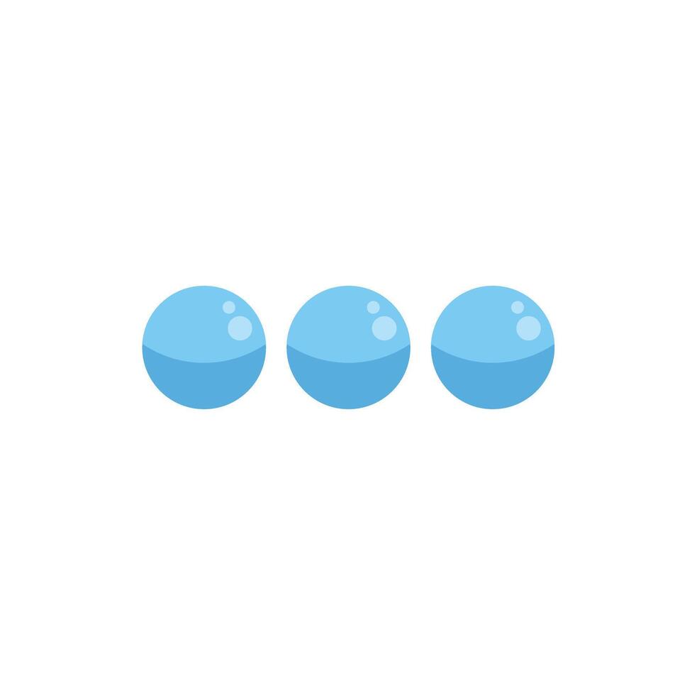 Three loading blue balls representing progress or buffering status vector