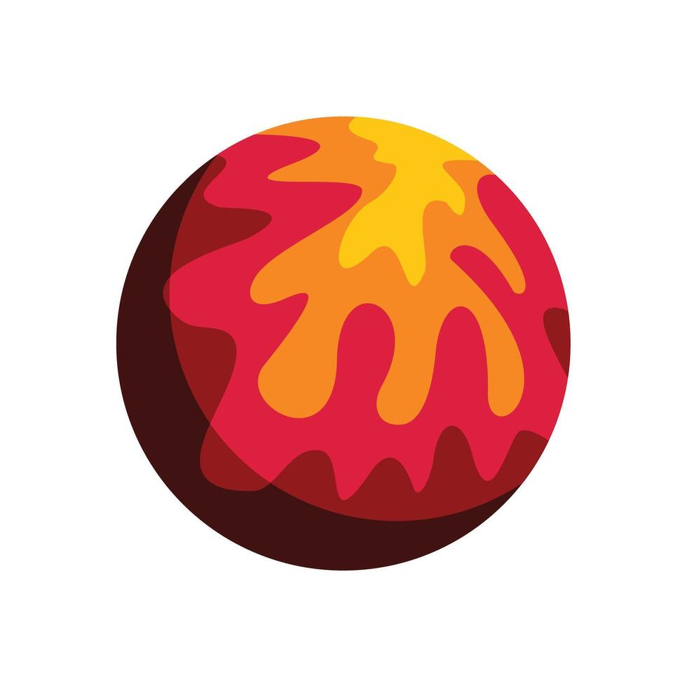 Red and yellow planet representing climate change and global warming issues vector