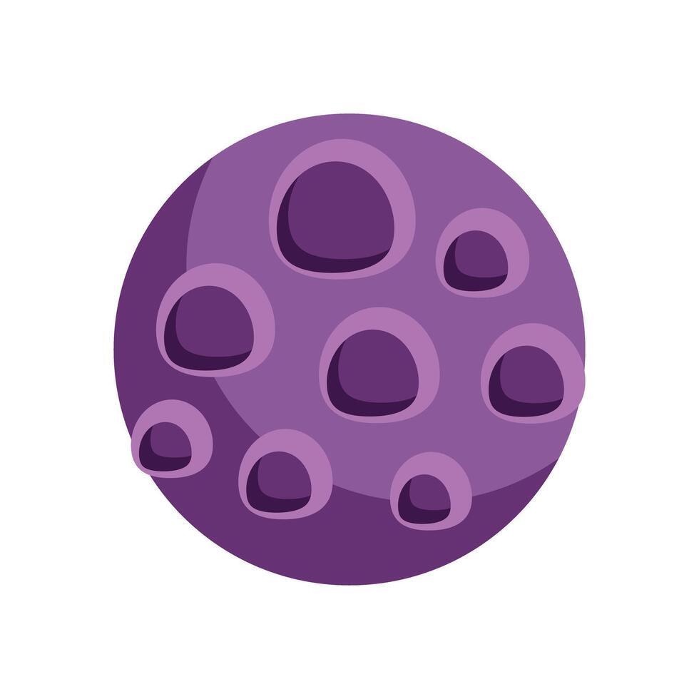 Purple planet with craters floating in space vector