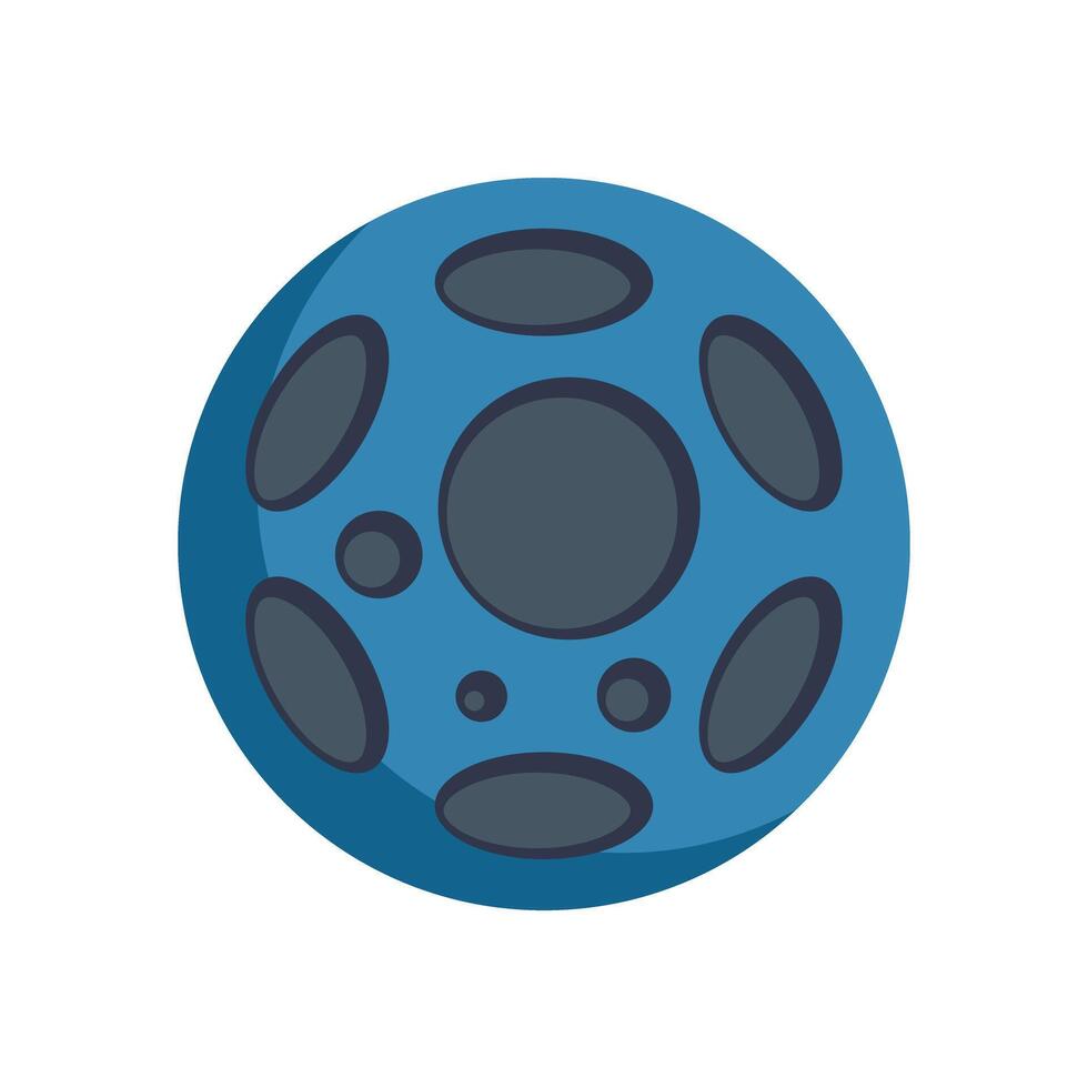Blue planet with craters rotating in space vector