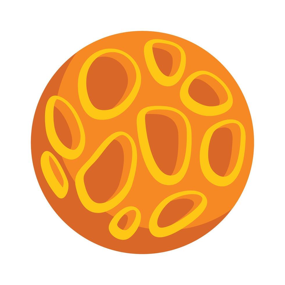 Orange planet with craters floating in space vector