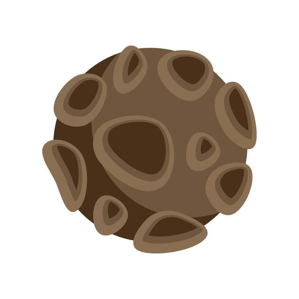 Asteroid floating in space with craters and a brown surface vector
