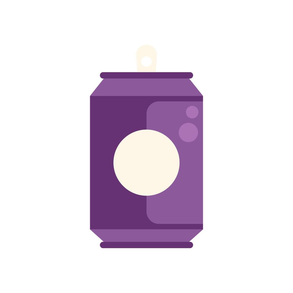 Purple soda can with blank label refreshing beverage concept vector
