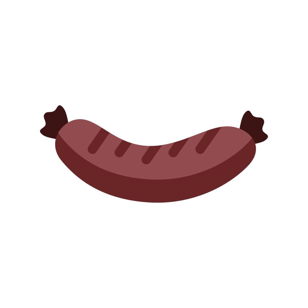 Grilled sausage showing barbecue grill marks vector