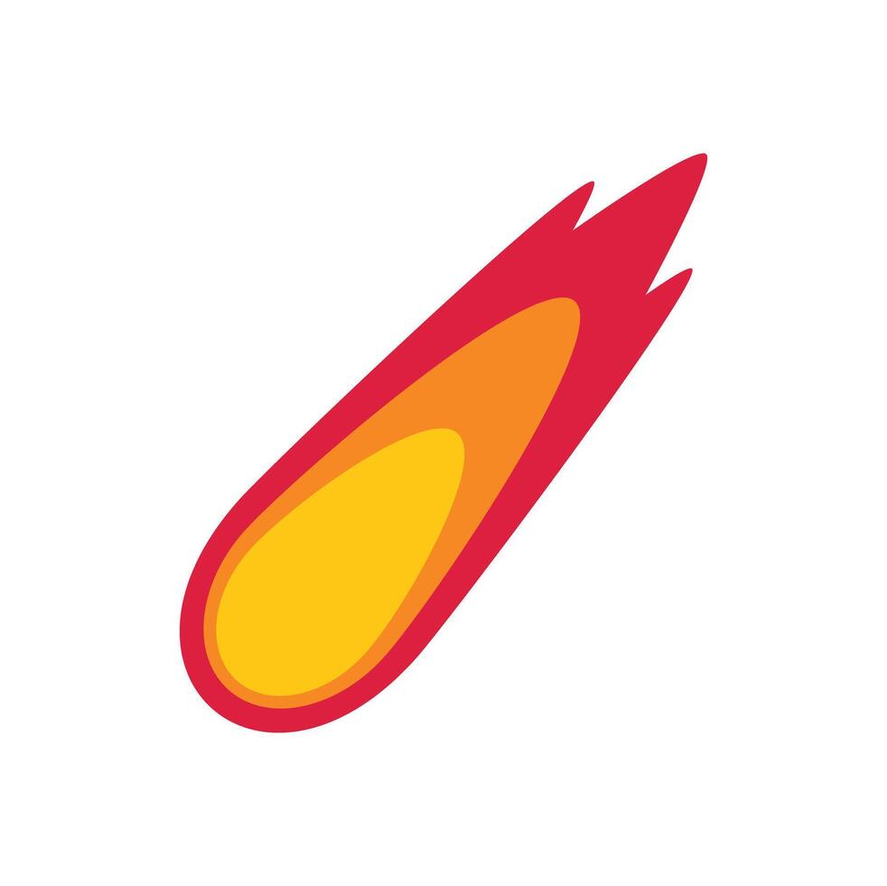 Burning meteor flying through space leaving fire trail vector