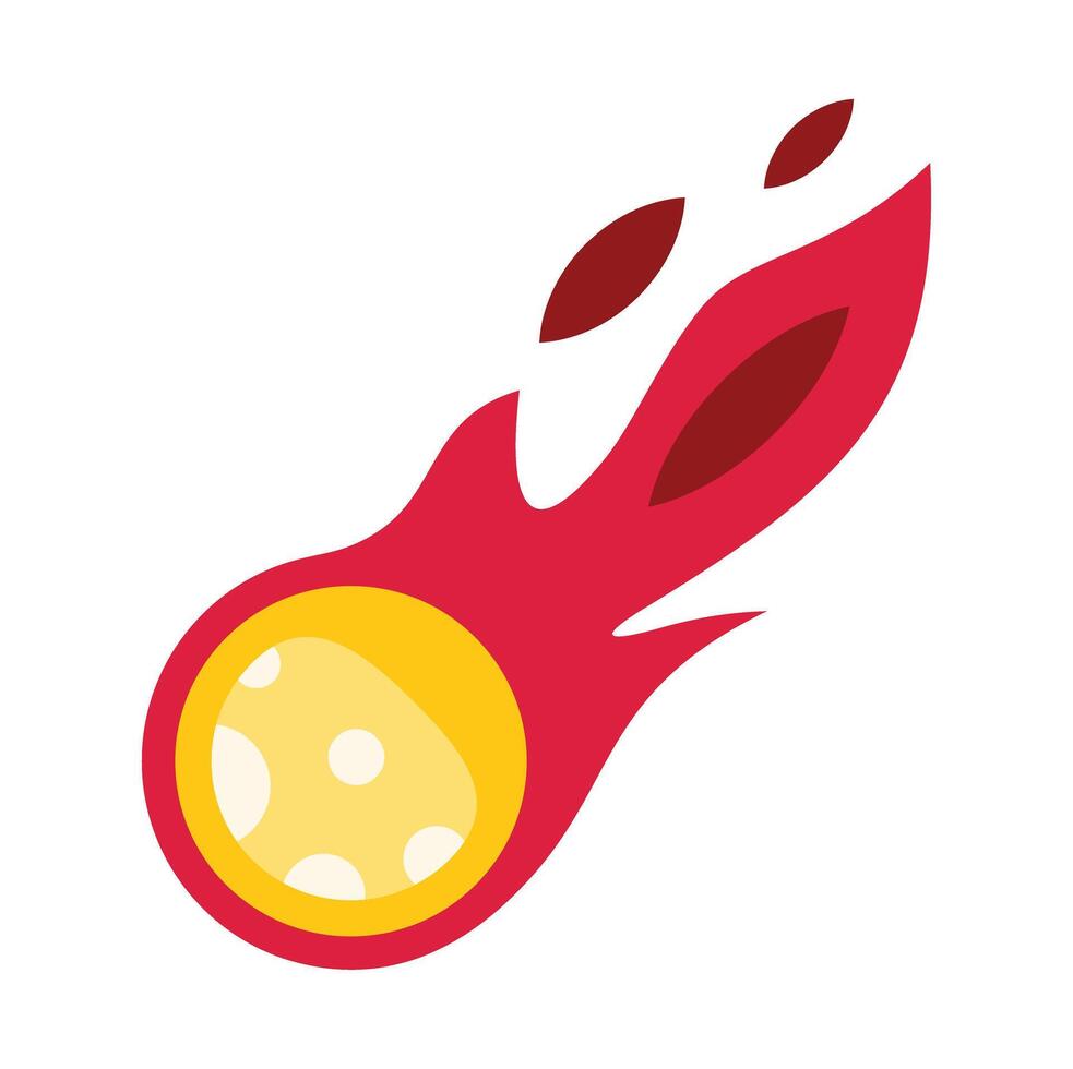 Yellow meteor with red flames flying through space vector