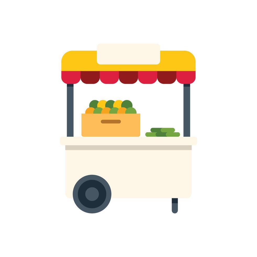 Mobile food stand selling fresh produce at local market vector