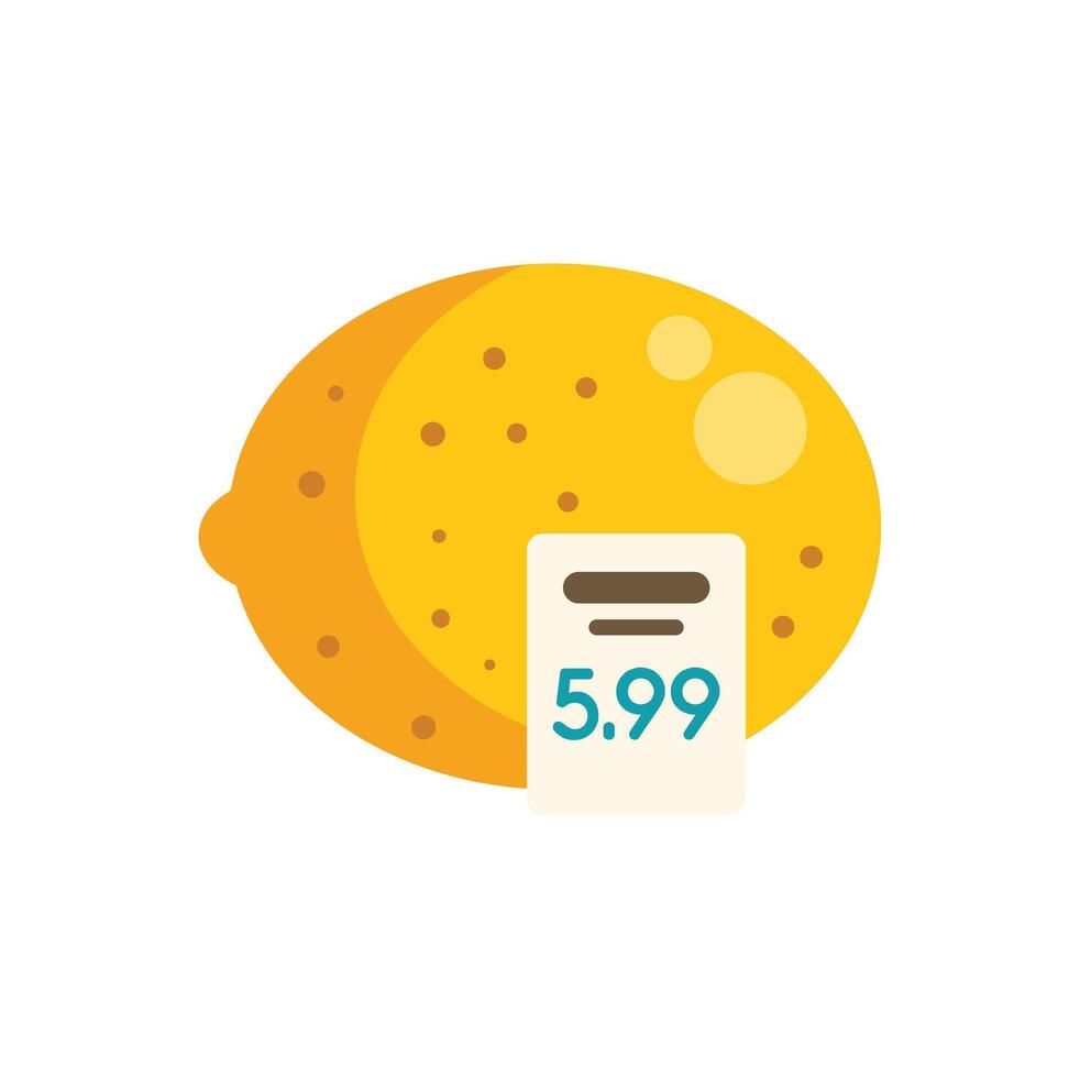 Fresh lemon with price tag representing grocery shopping vector