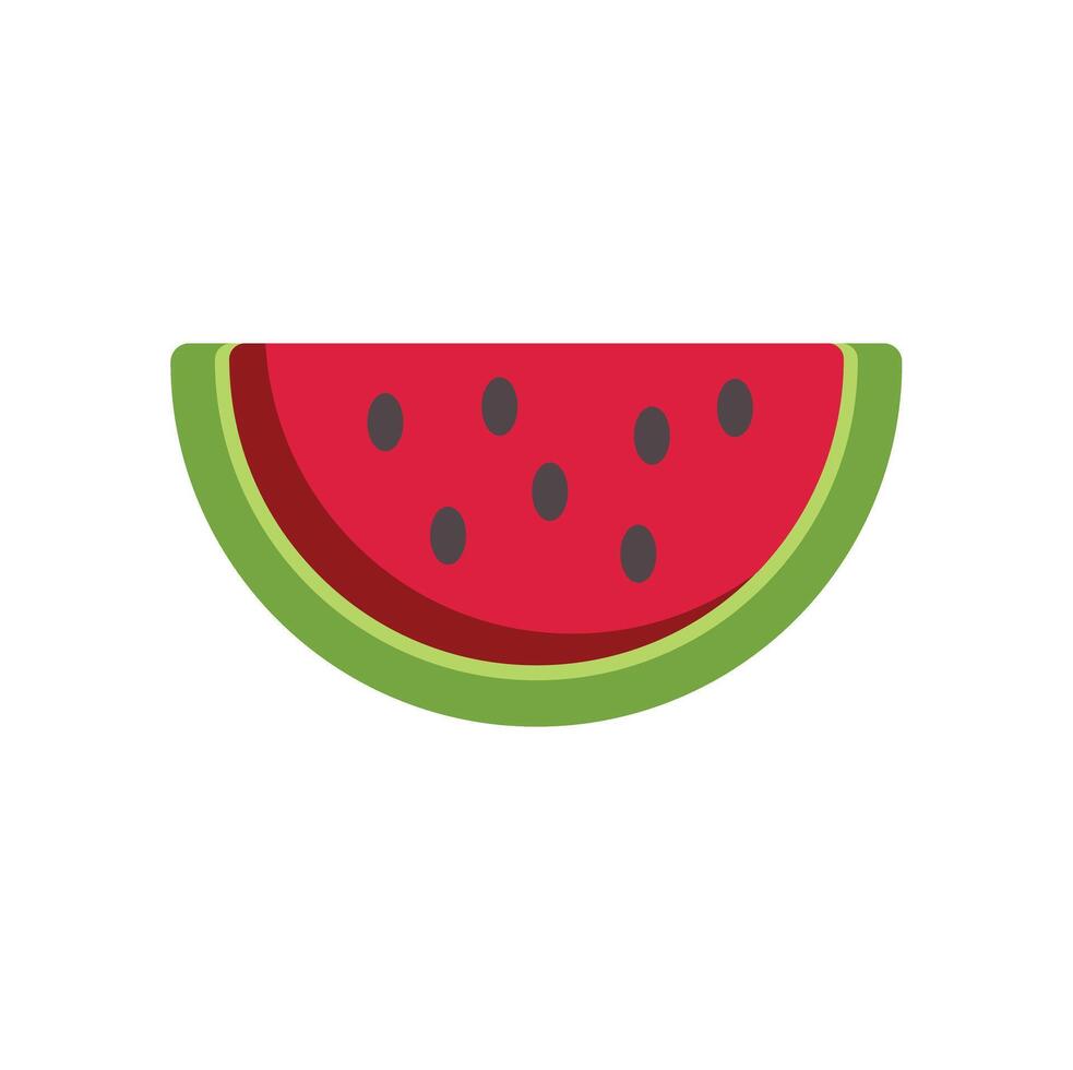 Ripe red watermelon slice showing seeds and green rind vector