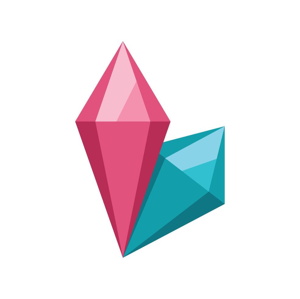 Pink and teal crystal gems representing luxury and elegance vector