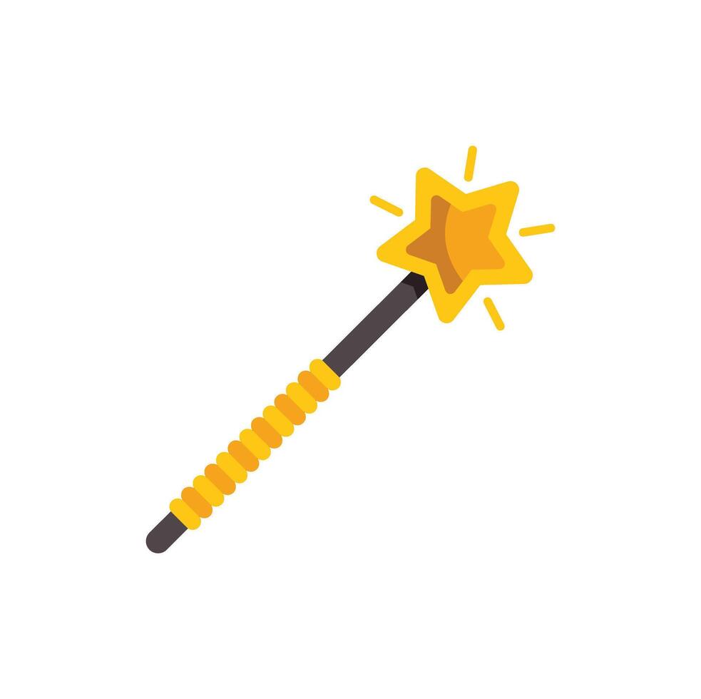 Magic wand with glowing star creating sparkling effect vector