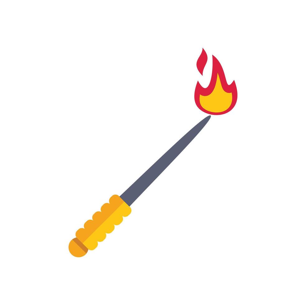 Burning match with yellow handle on white background vector