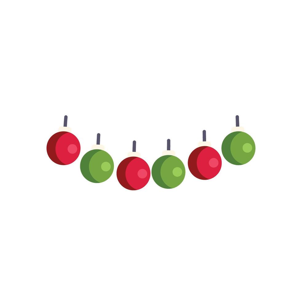 Christmas balls garland hanging, celebrating christmas festivities with festive decorations vector