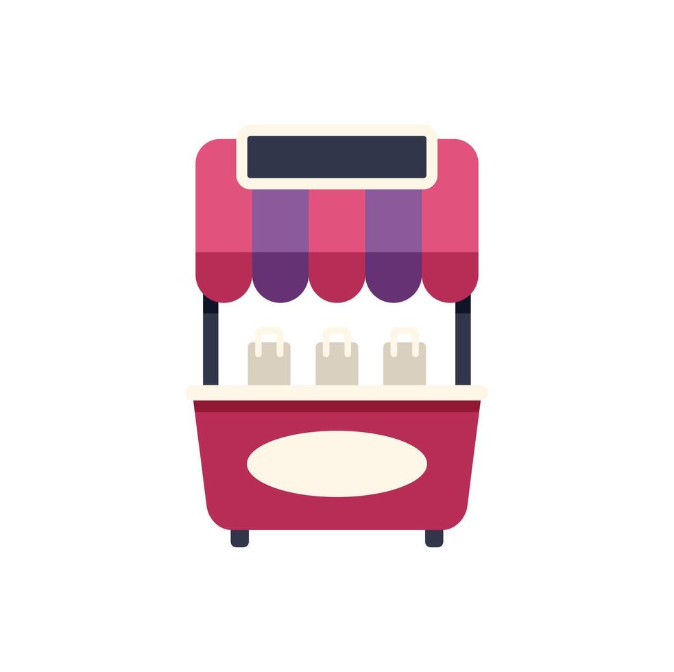 Mobile shop or food stall selling products in paper shopping bags vector