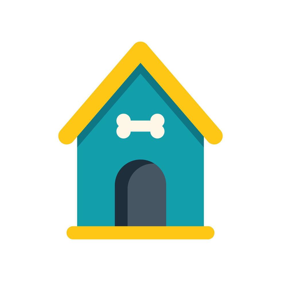 Cute dog house with bone symbol representing pet care and shelter vector